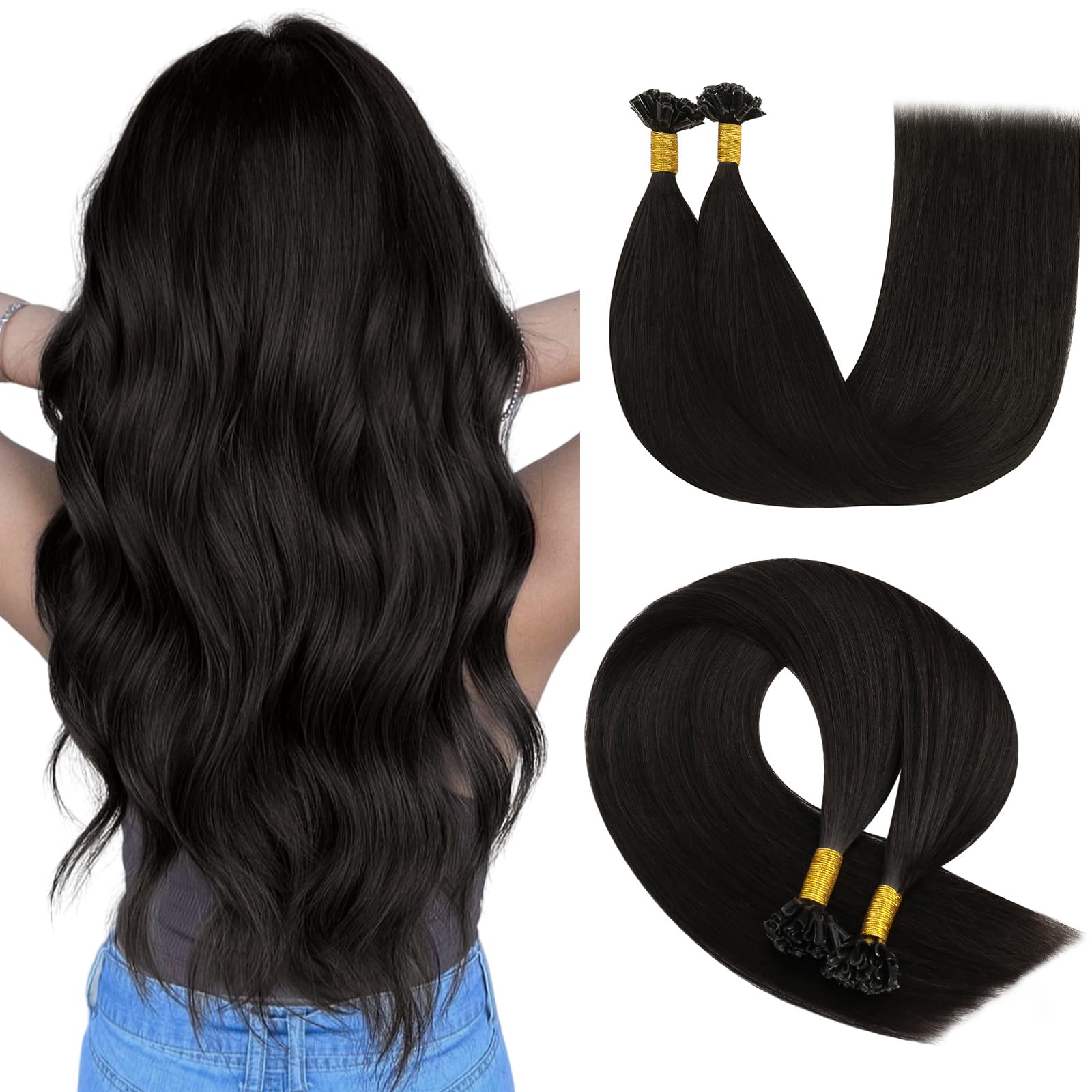 YoungSee U Tip Hair Extensions Real Human Hair Dark Brown U Tips Real Human Hair Extensions Brown 22 Inch #2 for Long Straight Hair — image 1