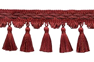 DÉCOPRO 3 1/2" (8.5cm) Veranda Collection Elegant Scalloped Tassel Fringe Trim (Style# VTF035) Brick Red #VNT22 (Dark Rust) Sold by The Yard (36"/3 ft/0.9m)