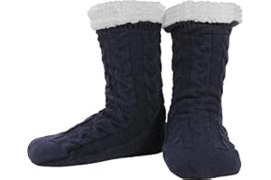 BenSorts Men Fuzzy Slipper Socks with Grippers Non Slip Indoor House Socks Christmas Gifts