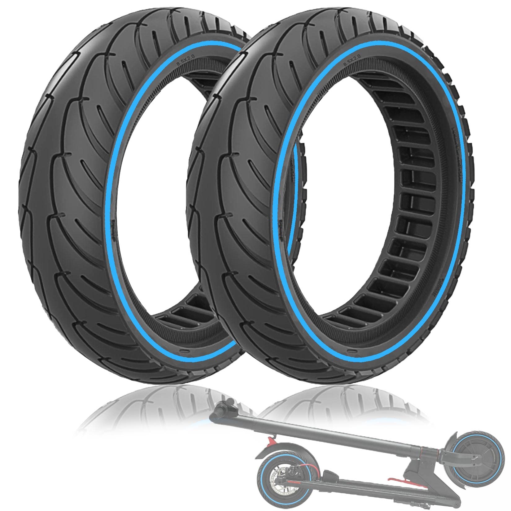 Felixstory 2 Piece Solid Tyre Compatible with 8.5 Inch Electric Scooter, 8 1/2 x 2 (50/75-6.1) Replacement Wheels, Solid Replacement Tyre 8.5x2 for Xiaomi M365/ Mi Pro 2/3 Lite/Essential
