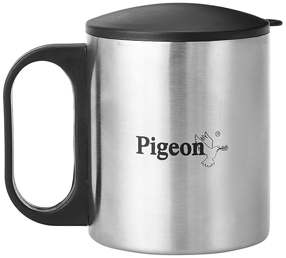 Pigeon-Stainless Steel Double Coffee Mug, Set of 2, 180ml, Silver