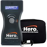 Hero Universal Microchip Scanner for ISO &amp; Non-ISO Pet Microchip, Bluetooth | Reads ISO &amp; Non-ISO Microchips, Bluetooth Enabled, 15-Min Display Hold, Backlit LCD &amp; Rechargeable Battery