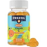 FREEDA Vitamin C Kids Vitamin C Gummies - Kids Sugar Free VIT C Gummy Chewable for Adults, Teens & Children - Certified Kosher, Delicious Orange Flavor, Zero Sugar Immune Support Supplement (60 Ct)