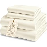 100% Egyptian Cotton Queen Size Bed Sheet set - 1000 Thread Count Sheets, Ultra-Soft Hotel Luxury Comfort with 15" Deep Pocket, Naturally Breathable & Durable Winter Queen Bed Sheets Set - Ivory