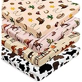 4 Pack Western Cowboy Crib Sheets Neutral Breathable Fitted Baby Sheets Nursery Sheets for Baby Boys or Girls (Pack N Play Sheet)