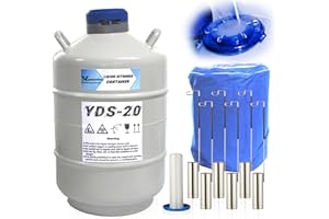 APEXSCNVIEW 20L Liquid Nitrogen Tank, Aluminum Alloy Cryogenic Container Liquid Nitrogen (LN2) Dewar, Semen Tank, Liquid Nitrogen Dewar with 6 Canisters & Carry Bag (20L)