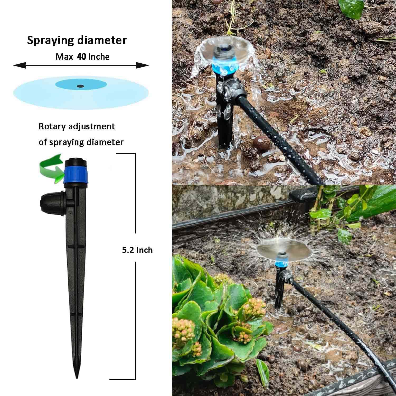 Oyezvary 162ft Drip Irrigation Kit with Water Timer, 5/16 in.ID & 1/4 in. Pipe Auto Watering System for Garden, Greenhouse, Lawn