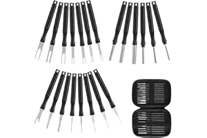 XLWJBES Upgraded Terminal Removal Tool Kit - 21Pcs Black Electrical Pin Removal Tool Kit, Electrical Wire Connector Pin Release Tool Kit for Automotive & Household Wiring Projects