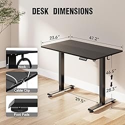 Veken 47.2 Inch Electric Standing Desk, Height