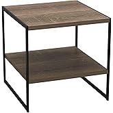 Household Essentials Square Wooden Side Table/End Table With Storage Shelf, Ashwood