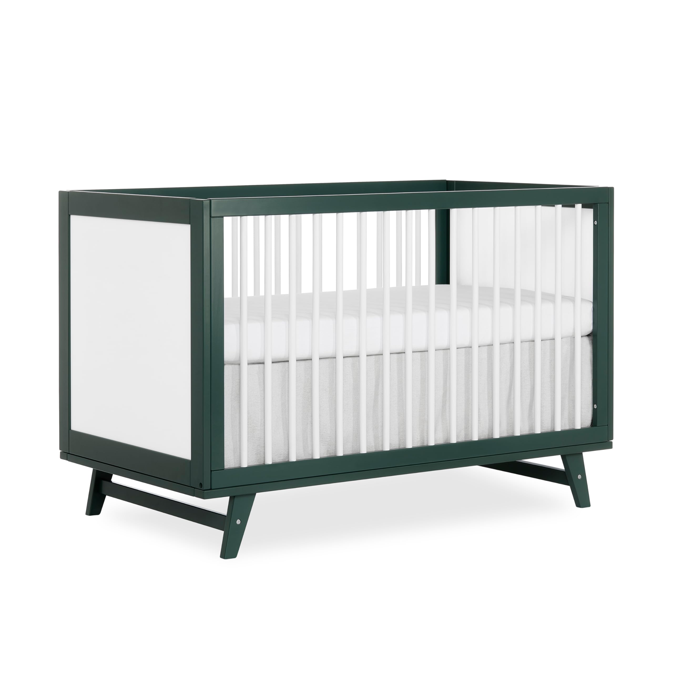 Photo 1 of *HEAVY* Dream On Me Carter 5-in-1 Convertible Full-Size Baby Crib, Olive & White, GreenGuard Gold & JPMA, Sustainable Pinewood, Converts to Toddler, Day & Full-Size Bed 3 Mattress Heights, Modern Design
