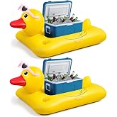 Vertintong 1 Pcs Inflatable Duck Floating Drink Cooler, 40 x 34 Inflatable Floating Coolers Raft River Cooler Float with Cup Holders Fits 25-45 Qt Coolers, Beverage Holder for Pool, Lake Use
