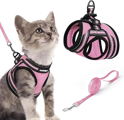 rabbitgoo Cat Harness and Leash Set Pink Extra Small Adjustable Vest