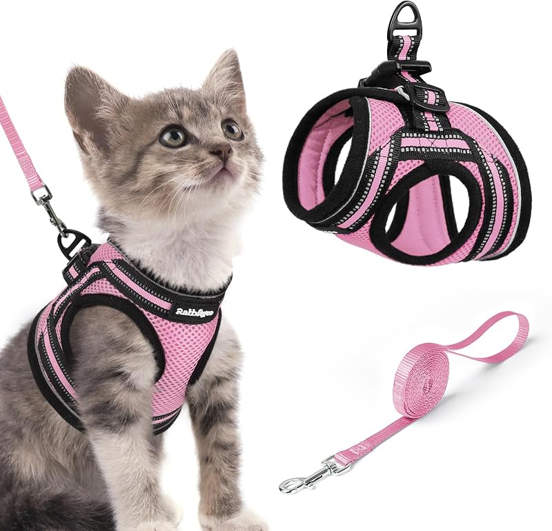 rabbitgoo Cat Harness and Leash Set Pink Extra Small Adjustable Vest
