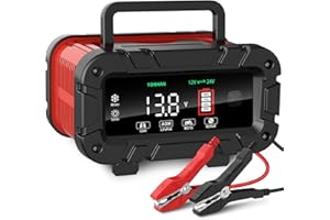 YONHAN Battery Charger 0-10 Amp, Upgraded 12V/24V LiFePO4 Lead Acid Car Battery Charger w/Large Display Screen, Fully-Automatic Smart Trickle Charger Automotive, Battery Maintainer