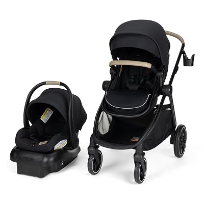 Maxi-COSI Zelia Pro 5-in-1 Travel System with Mico Pro Infant Car Seat, Baby Stroller Combo, Reversible Seat, Large Wheels, Adjustable Handle, Newborn to Toddler, Lightweight, Caspian Caviar