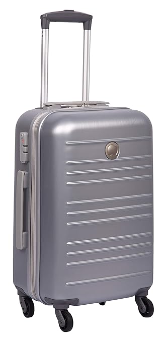Delsey Carlit Polyester 55 Cm 4 Wheels Brushed Silver Cabin Hard Suitcase