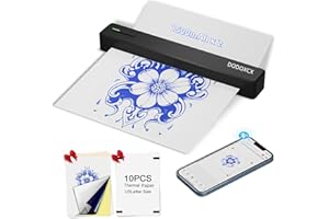 DODOXCX Tattoo Stencil Printer,Tattoo Printer Machine with 10pcs Tattoo Transfer Paper,Portable Wireless Bluetooth Thermal Inkless Tattoo Printer Compatible with Phone/Pc&Pad