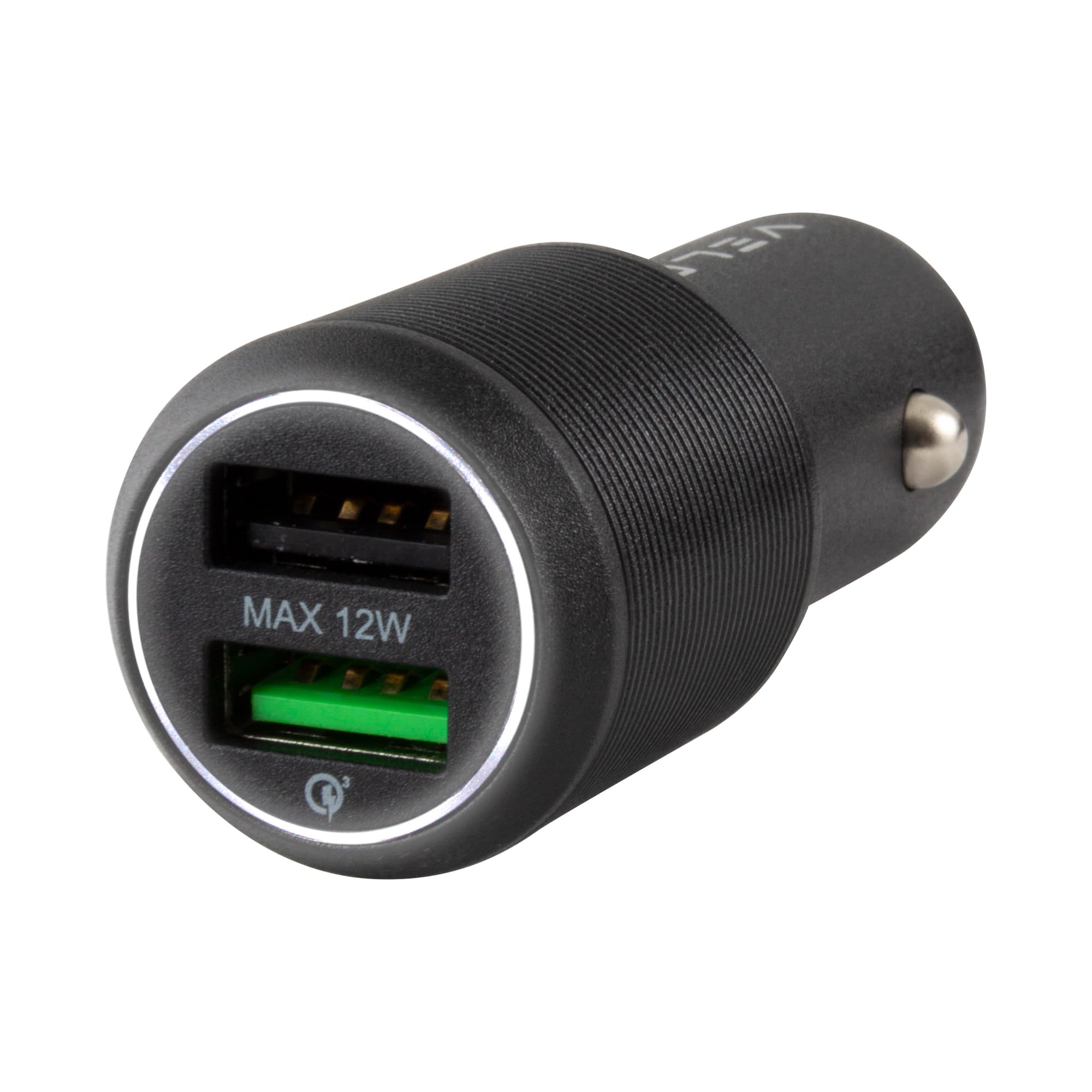 Veld Super-Fast 30W 2 Port Car Charger - 18W QC USB A + 12W USB A Total 30W Compatible With iPhone 12 Mini/Pro/Pro Max/11/Pro/Pro Max/XR/XS/XS Max/iPad Pro/Galaxy s20/S10 + smart phones