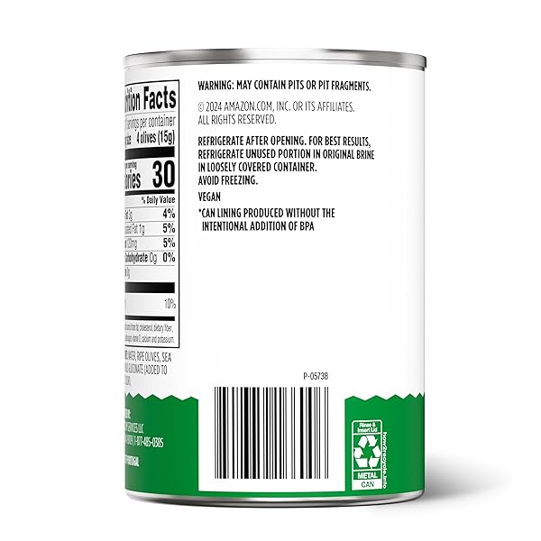 AMAZON GROCERY, PITTED RIPE OLIVES, LARGE, 6 OZ (PREVIOUSLY AMAZON FRESH, PACKAGING MAY VARY)
