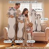 Mewaii 36in Long Cat Plush Pillow Gray Sleeping Hugging Plush Toy view 7