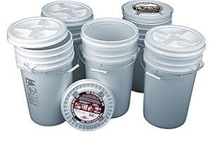 LETICA Bucket Kit, Five White 7 Gallon Buckets with White Gamma Seal Lids