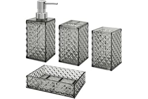 Bathroom Accessories Set, 4 Pcs Bathroom Decor Bathroom Sets Accessories, Diamond Soap Dispenser, Bathroom Tumbler, Soap Dish