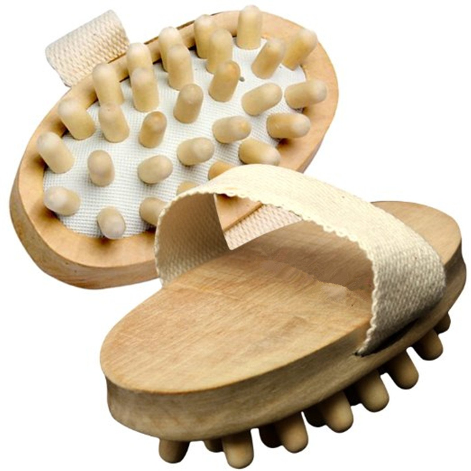 JYTOP 2PCS Natural Wood Wooden Hand-Held Massager Body Brush Cellulite Reduction 2L