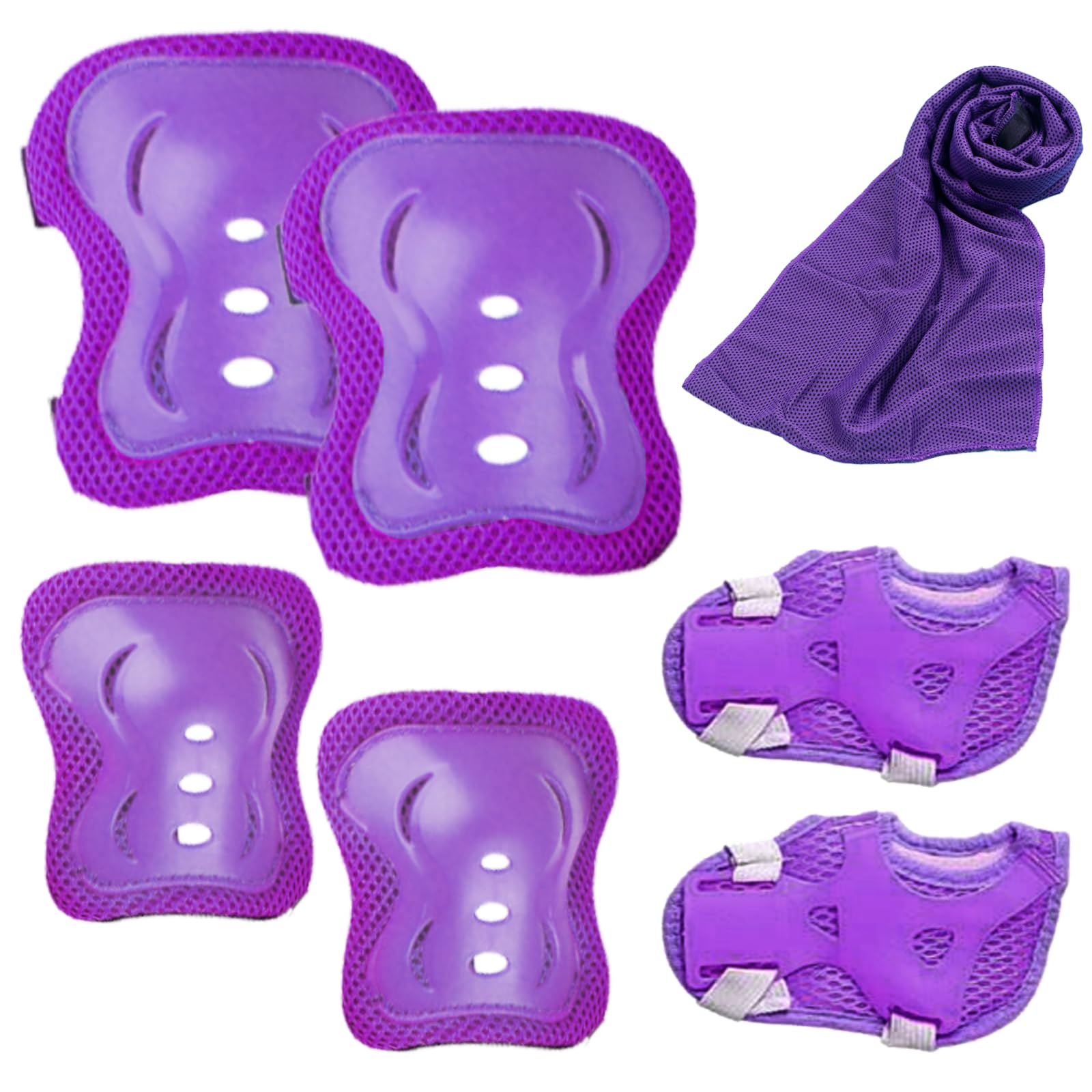 JSTHHTT Kids Sports Protective Gear Set, Kids Knee and Elbow Pads with Adjustable Wrist Guards, for Skateboard, Inline Roller Skating, Biking, Riding