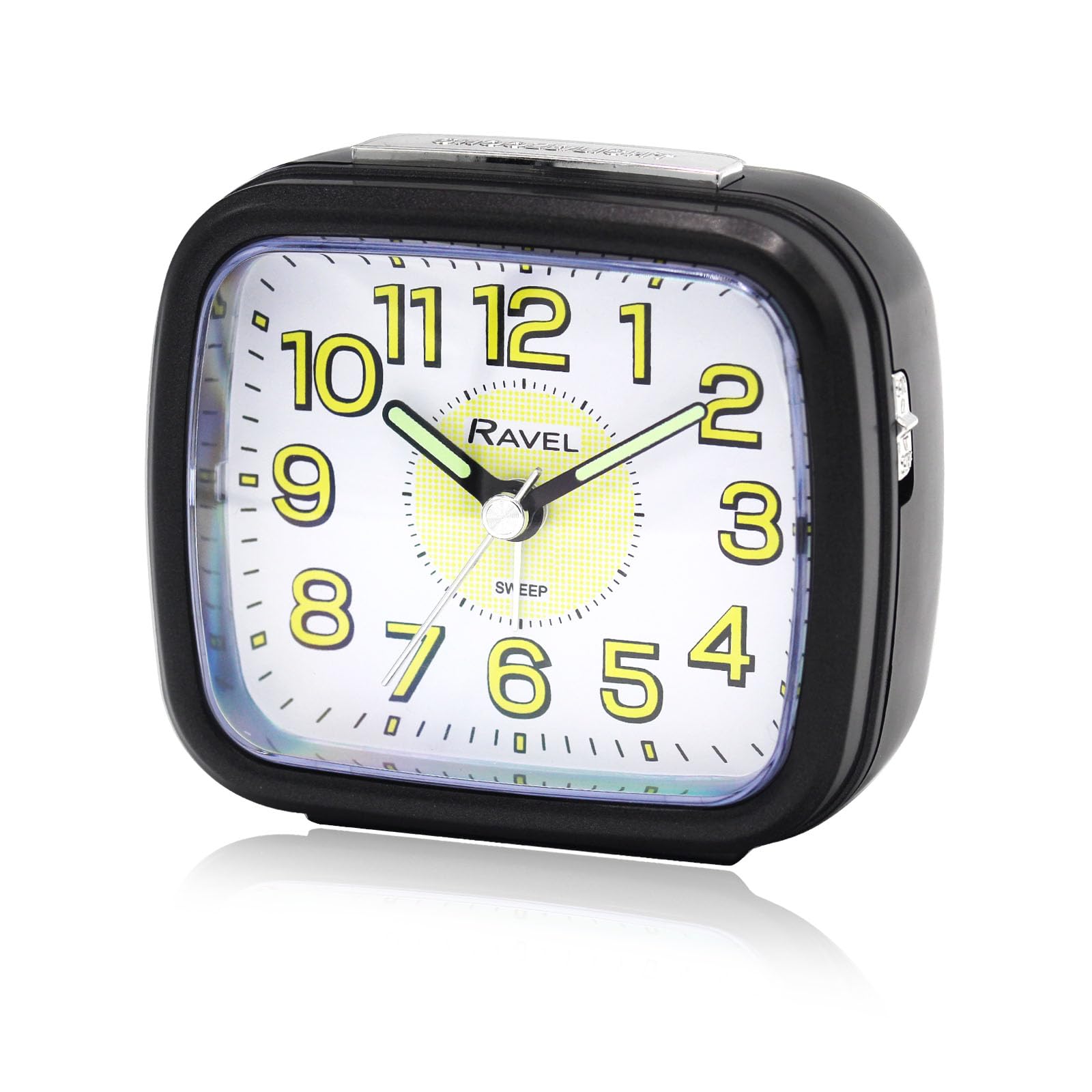 Ravel - Midsize Bedside Alarm Clock with Luminous Numbers - Analogue Quartz - RC044.3 - Black