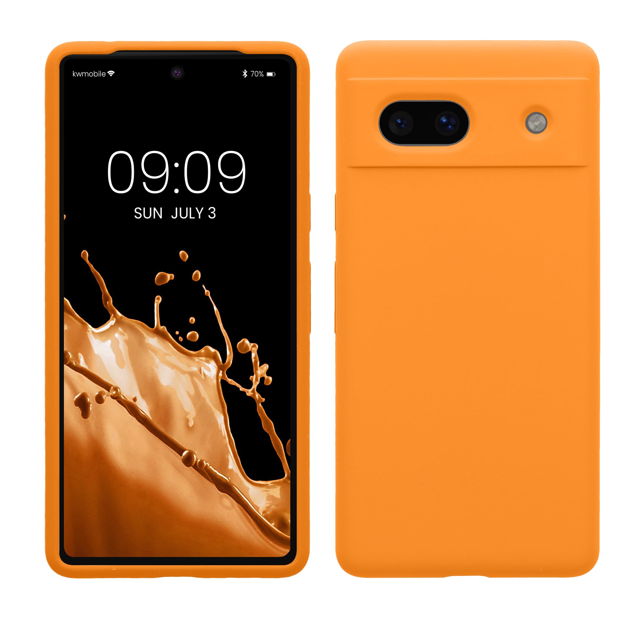 kwmobile Case Compatible with Google Pixel 7a Case - TPU Silicone Phone Cover with Soft Finish - Fruity Orange — image 1