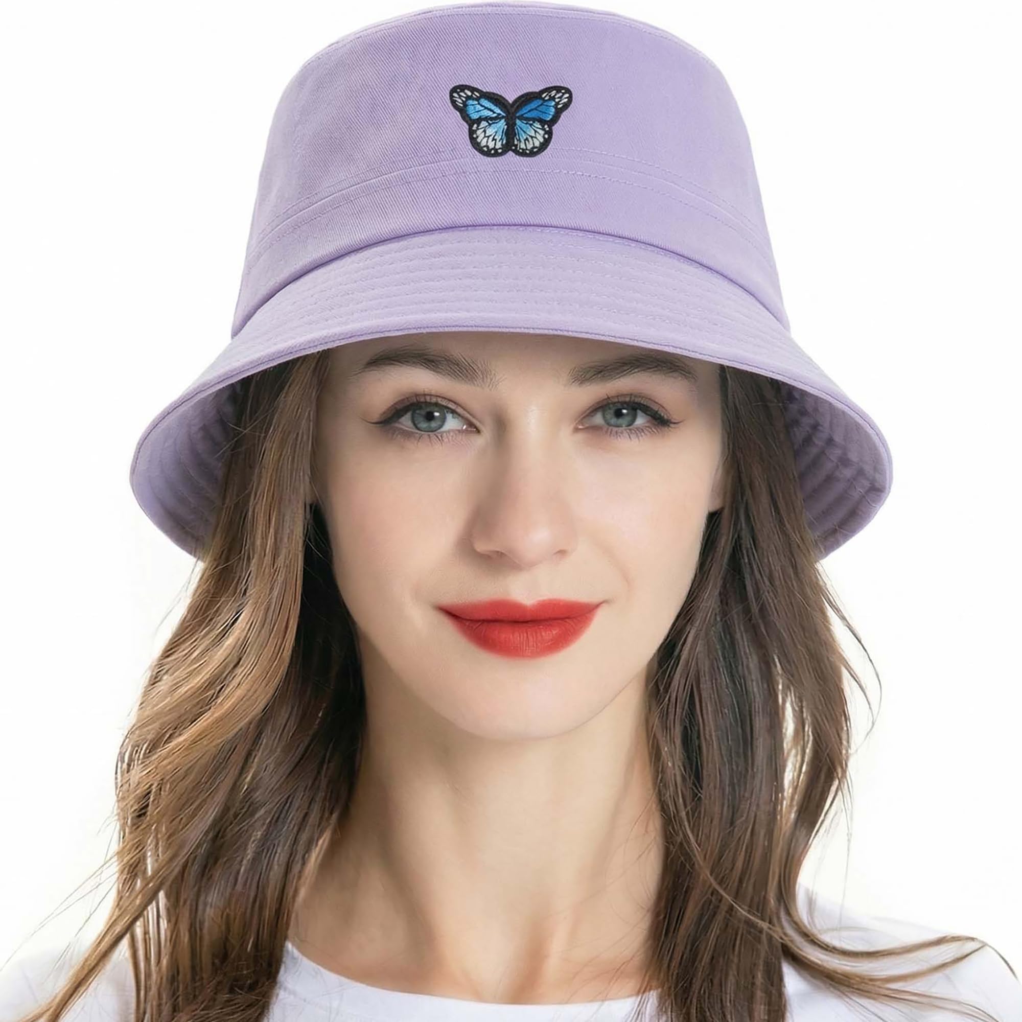 ZLYC Unisex Fashion Embroidered Fishing Hats Summer Hat Outdoor Hat for Teenagers, Butterfly Khaki, One Size