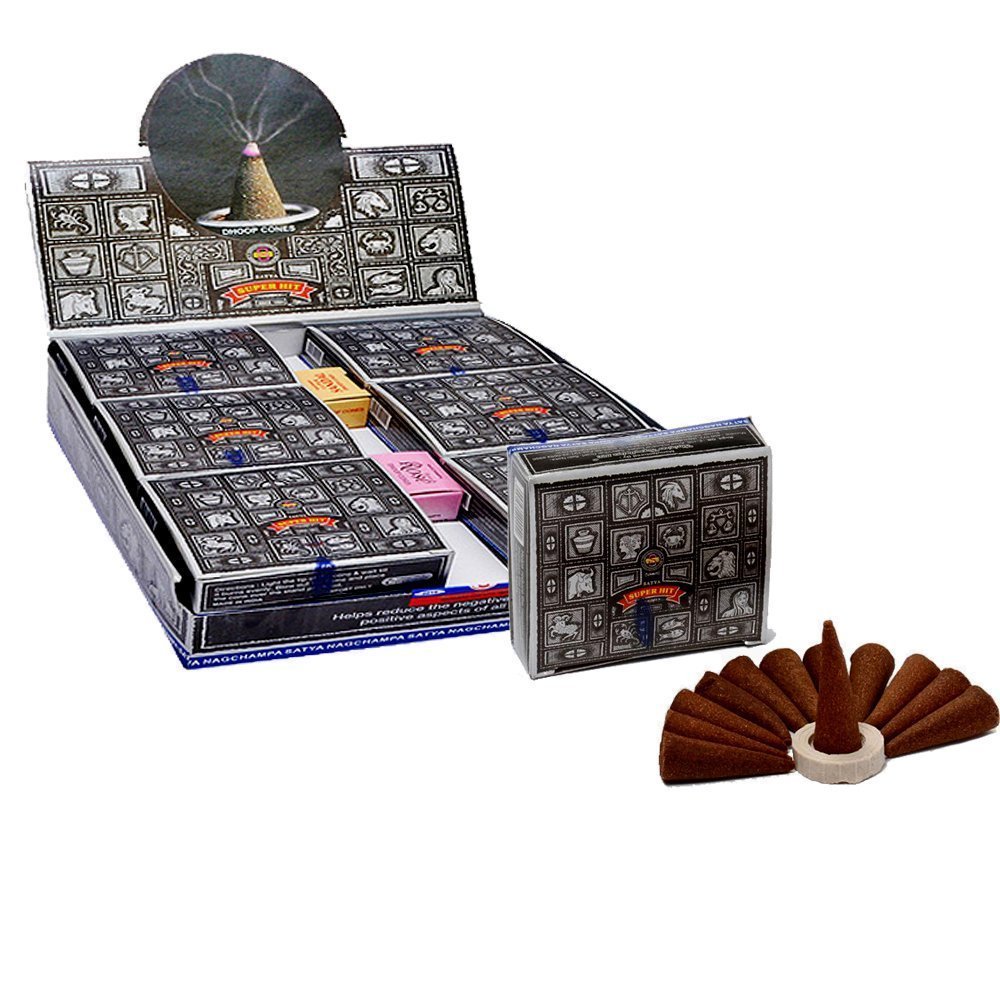 Satya Super Hit Incense Cones Box | 12 Packs of 12 Cones each in a Box | Export Quality