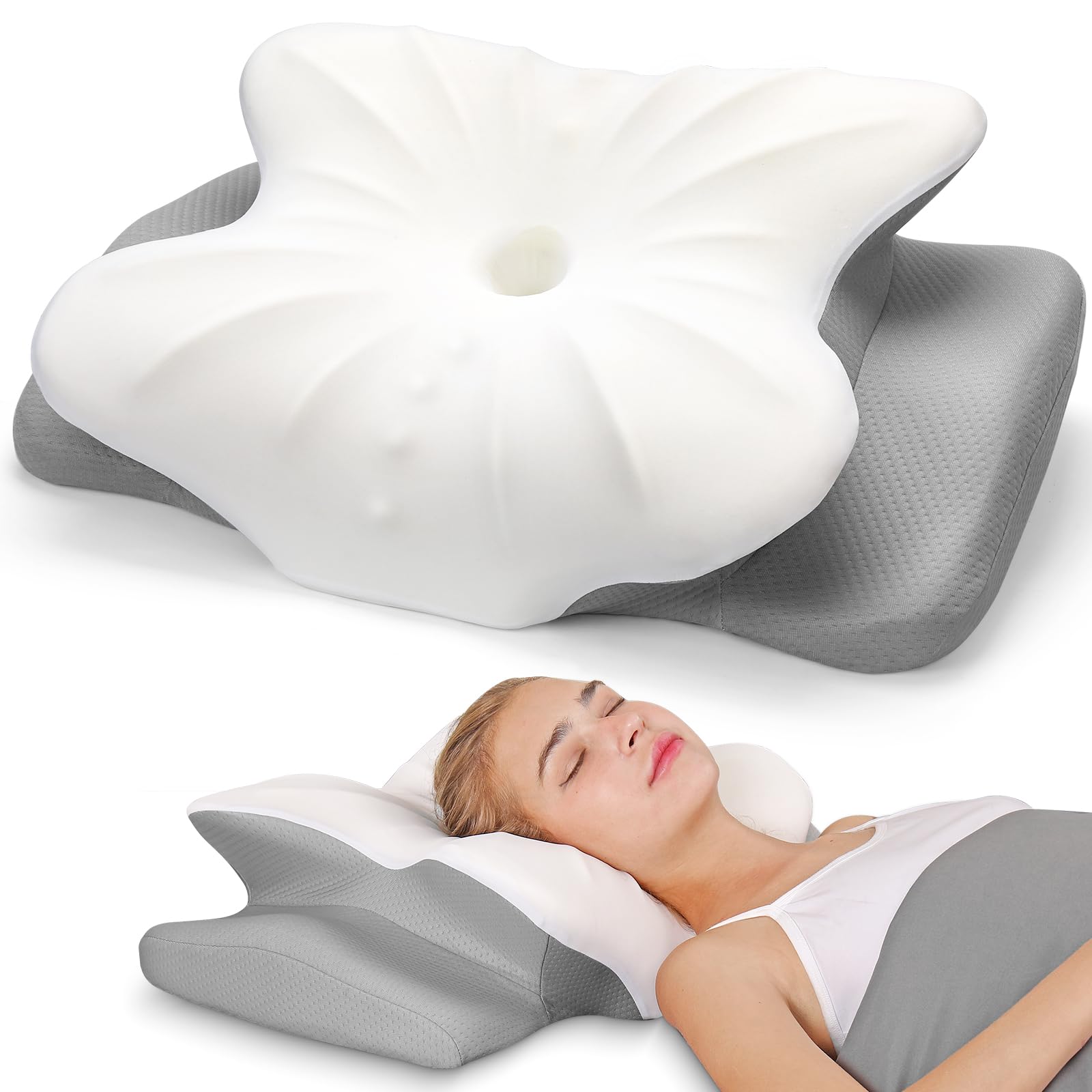 Photo 1 of ASTARRY Cervical Pillow for Neck and Shoulder,Contour Memory Foam Pillow,Ergonomic Neck Support Pillow for Back,Side Stomach Sleepers with Pillowcase