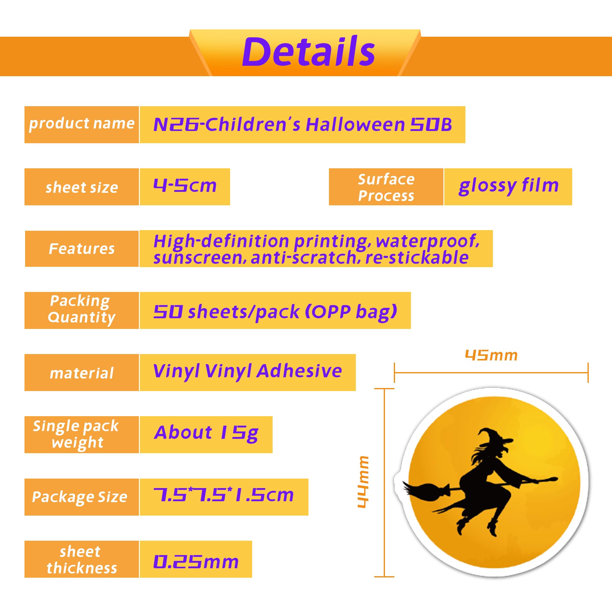 Non-Repeating Halloween Stickers, Halloween Party Favors,Vinyl Waterproof Holiday Party Stickers, Kids and Youth Adult Party Favors Gifts Crafts- Halloween Decorations