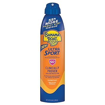 Banana Boat Sunscreen Ultra Mist Sport Performance Broad Spectrum Sun Care Sunscreen Spray - SPF 50, 9.5 Ounce