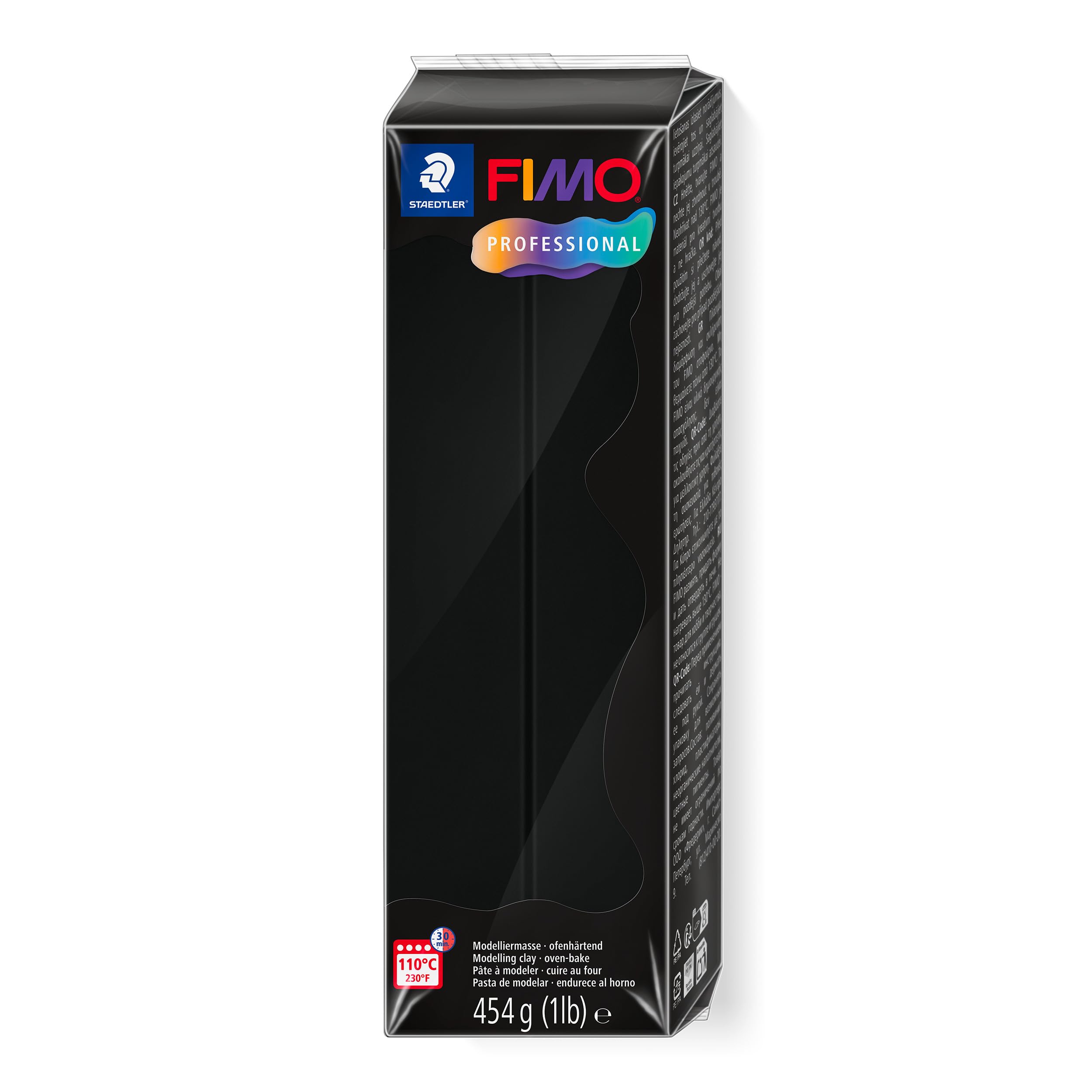 STAEDTLER 8041-9 FIMO Professional Oven-Hardening Polymer Modelling Clay, 454g - Black (Single Block)