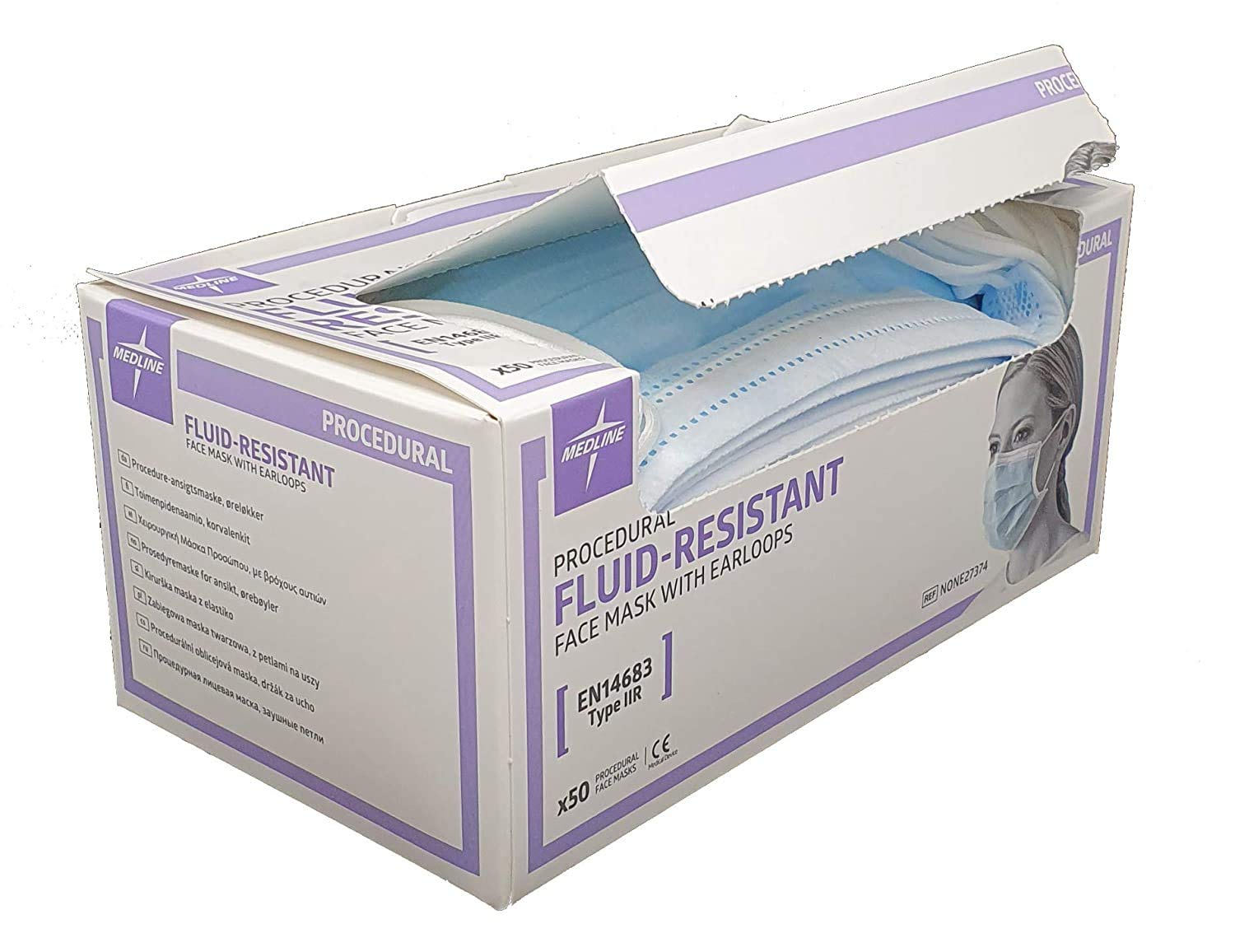 Medline Disposable Face Mask With Ear Loops Type IIR EN14683