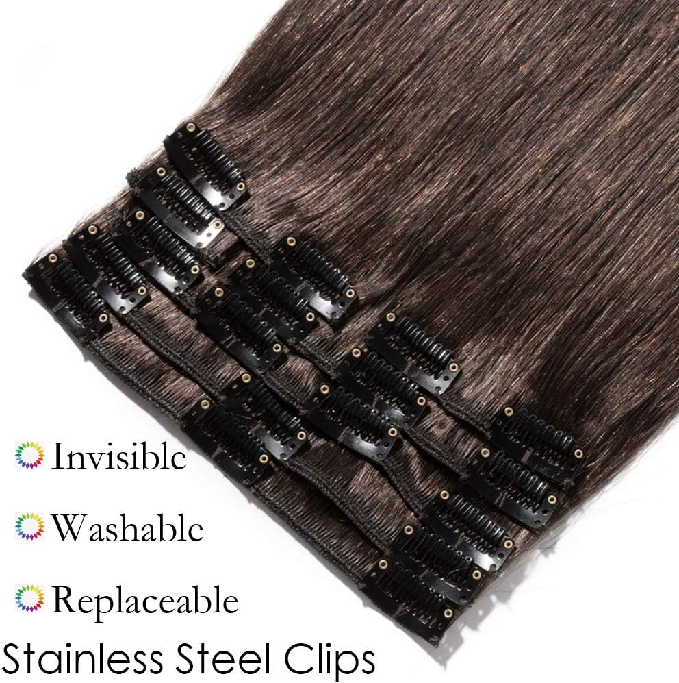 Silk-co Hair Extensions Clip in Hair Extension Human Hair (14"-60g - Image 4