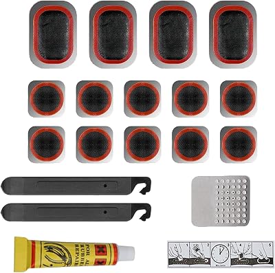 Mobi Lock 24Pcs Bike Patch Kit with Vulcanizing Fluid Rubber Cement Levers