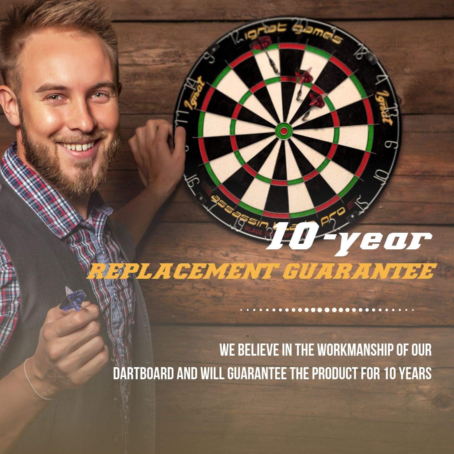 Professional Dart Board Set - Bristle/Sisal Tournament Dartboard with Complete Staple-Free Ultra Thin Wire Spider + 6 Steel Tip Darts + Darts Measuring Tape + Darts Guide (Assassin Elite Pro) : Sports & Outdoors