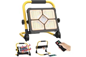 ERAY Rechargeable Work Light, Portable Flood Light with Stand,15000mAh Battery 10000LM Worklight, Portable Solar Camping Ligh