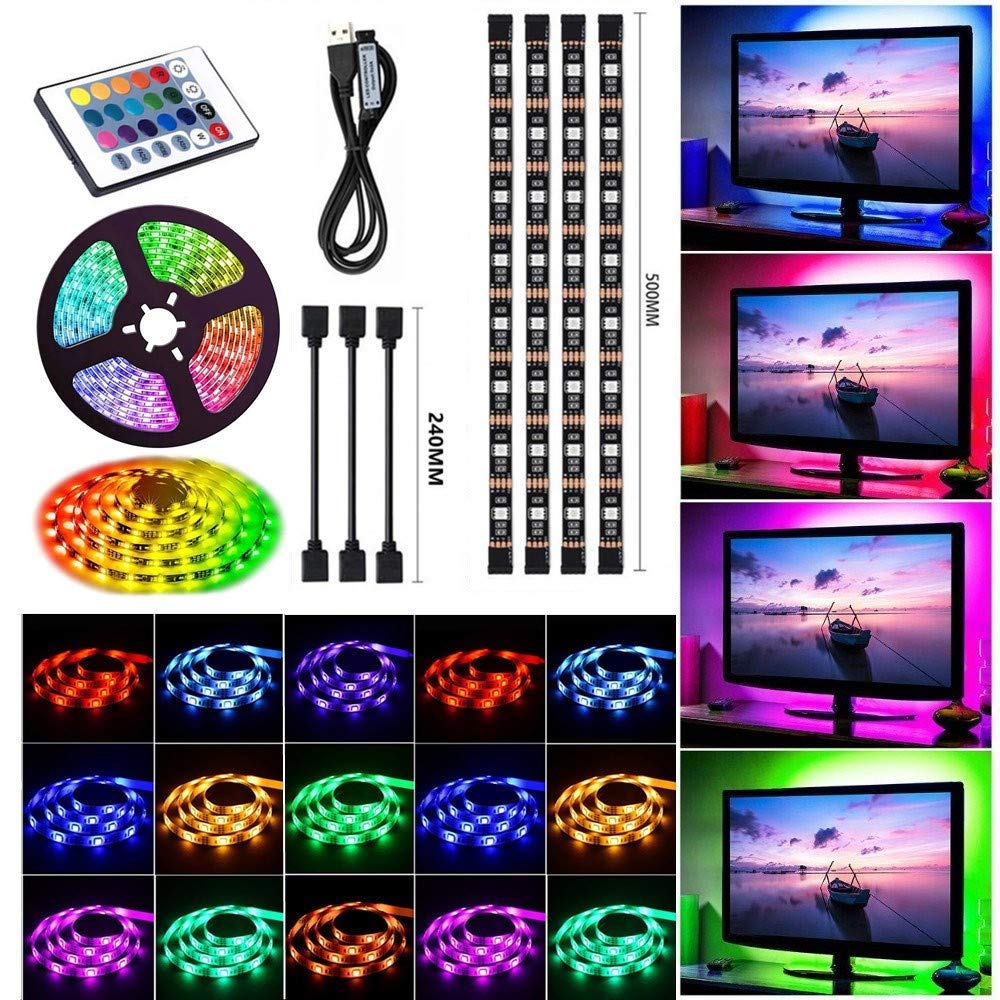 Sunboia LED Strip Lights kit,USB Bias Lighting Kit,TV Backlight,4x50cm RGB with Remote for Theater PC Monitor Desktop Home Indoor Outdoor Decorations