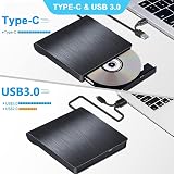 ZDYWAN USB 3.0 Type C External CD DVD Drive RW Writer Burner for Laptop Mac Win view 2