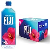 FIJI Natural Artesian Bottled Water, 1 Liter / 33.8 Fl Oz (Pack of 12) | 100% Natural Electrolytes, Large Water Bottles 12 Pack, Agua