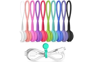 HIGGAT Magnetic Cable Ties 10 PCS Reusable Cable Organizers Earbuds Cords USB Cable Manager Keeper Wrap Ties Straps Bookmark Clips Whiteboard Noticeboard Fridge Magnets for Office, School, Home Organization