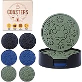 ZEXOLAP Silicone Coasters with Holder,6 Pack Drink Cup Mats,Thickened Non-Slip Deep Tray Design,Durable Coaster Set for Coffee Mugs,Whiskey Glasses,Beer Cups,Table Protection