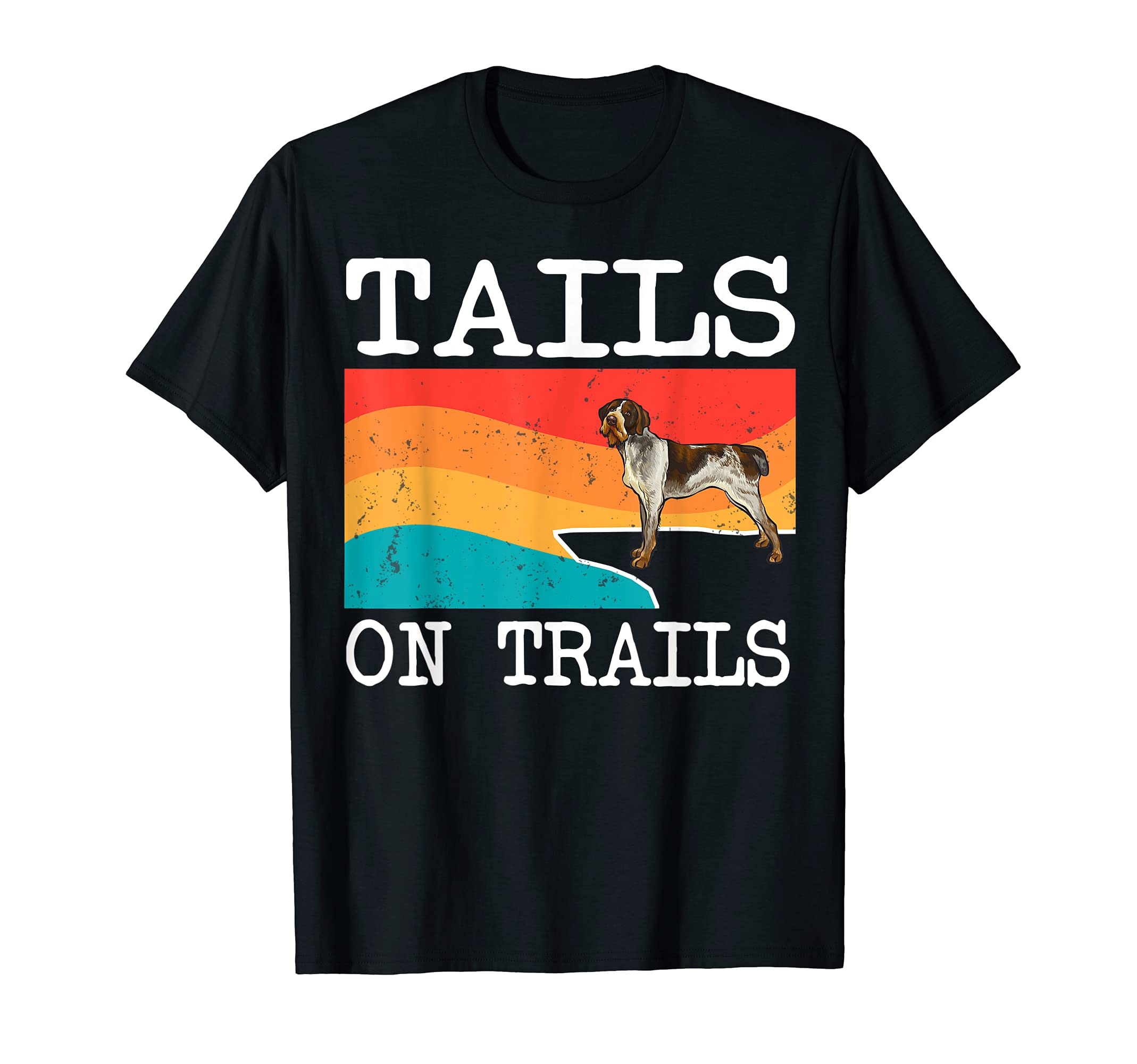 Tails On Trails German Wirehaired Pointer Dog Funny Hiking T-Shirt