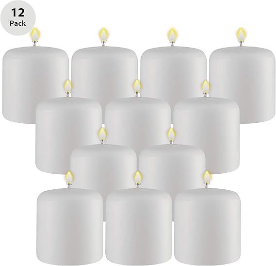 12 White Pillar Candles Bulk 3x3 Inch for Grand Events Wedding Dinner Restaurant