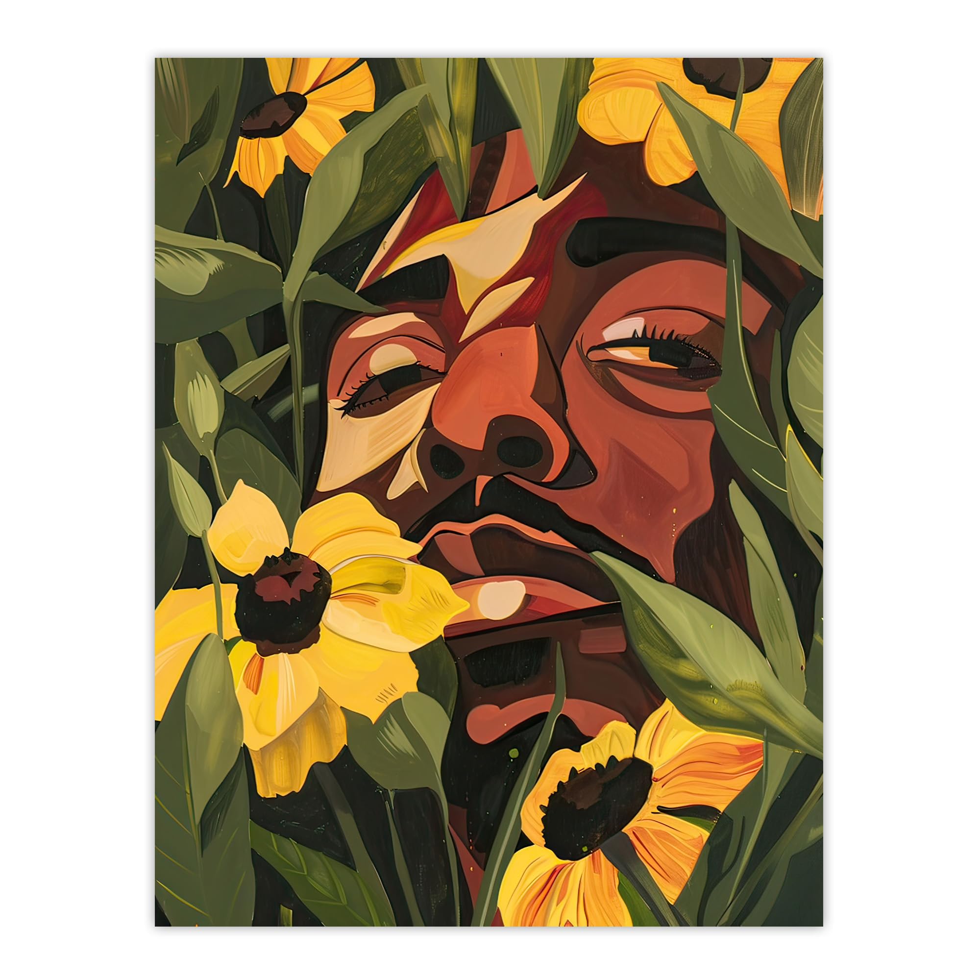 Artery8 Rapper Yellow Flowers Music Portrait Painting Living Room Large Wall Art Poster Print Thick Paper 18X24 Inch